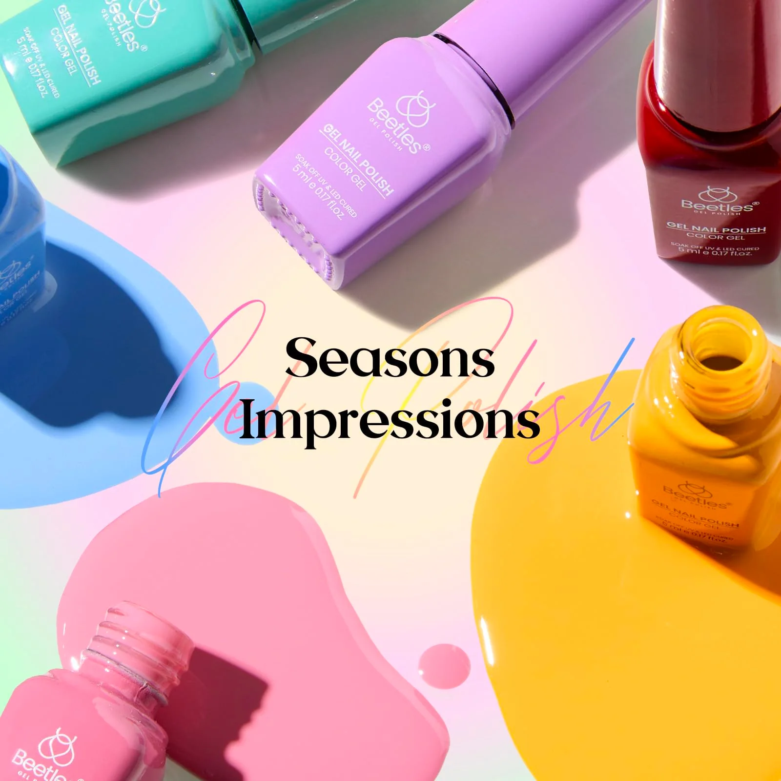 Beetles Gel Nail Starter Kit Seasons Impressions 25 Color Bottle Gel All-in-One Mani Kit - Image 6