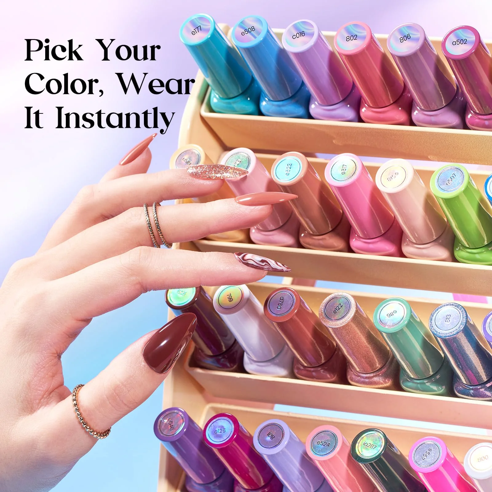 Beetles Gel Nail Starter Kit Shifting Lights 36 Colors Brown Glitter All-in-One Mani Kit - Image 3