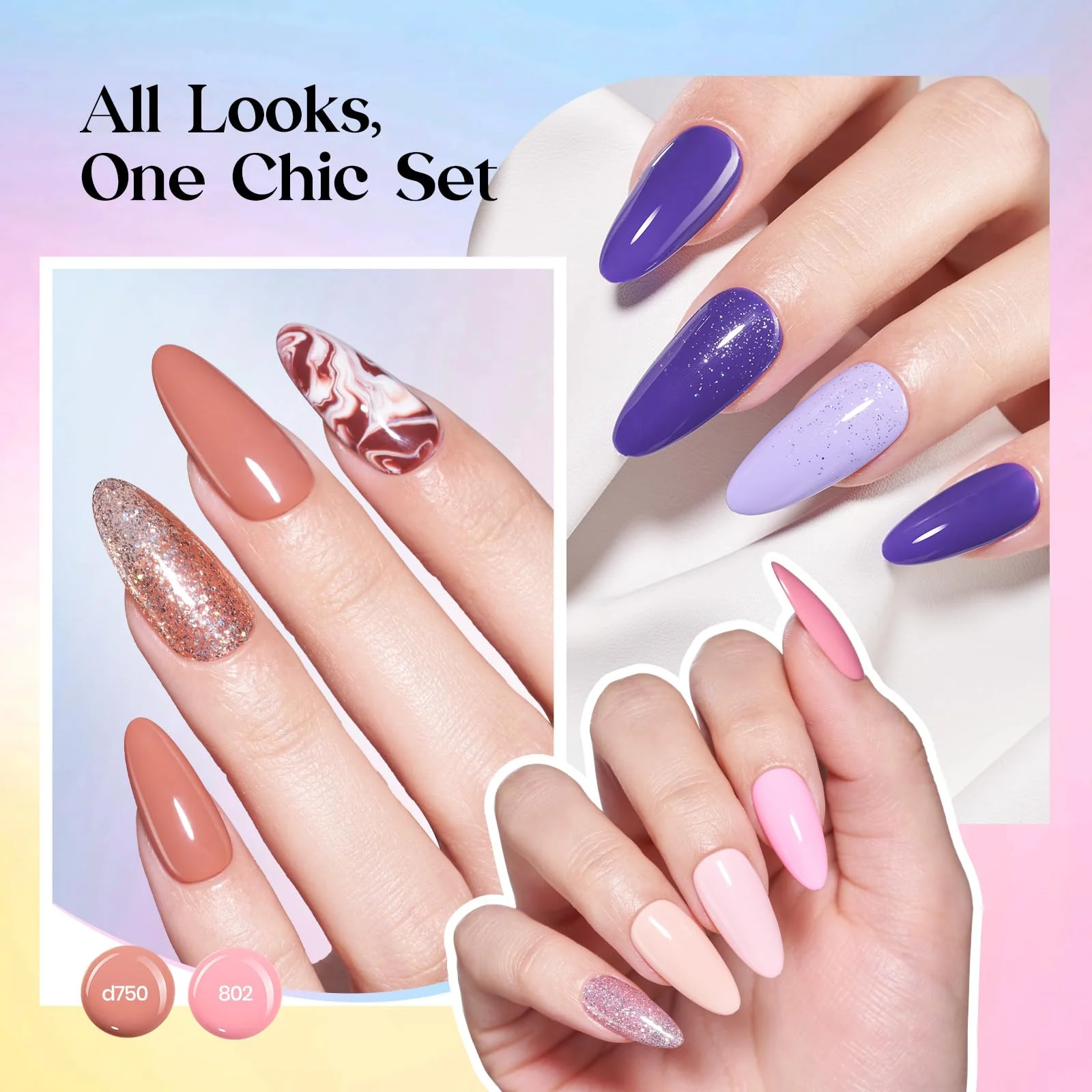 Beetles Gel Nail Starter Kit Shifting Lights 36 Colors Brown Glitter All-in-One Mani Kit - Image 4