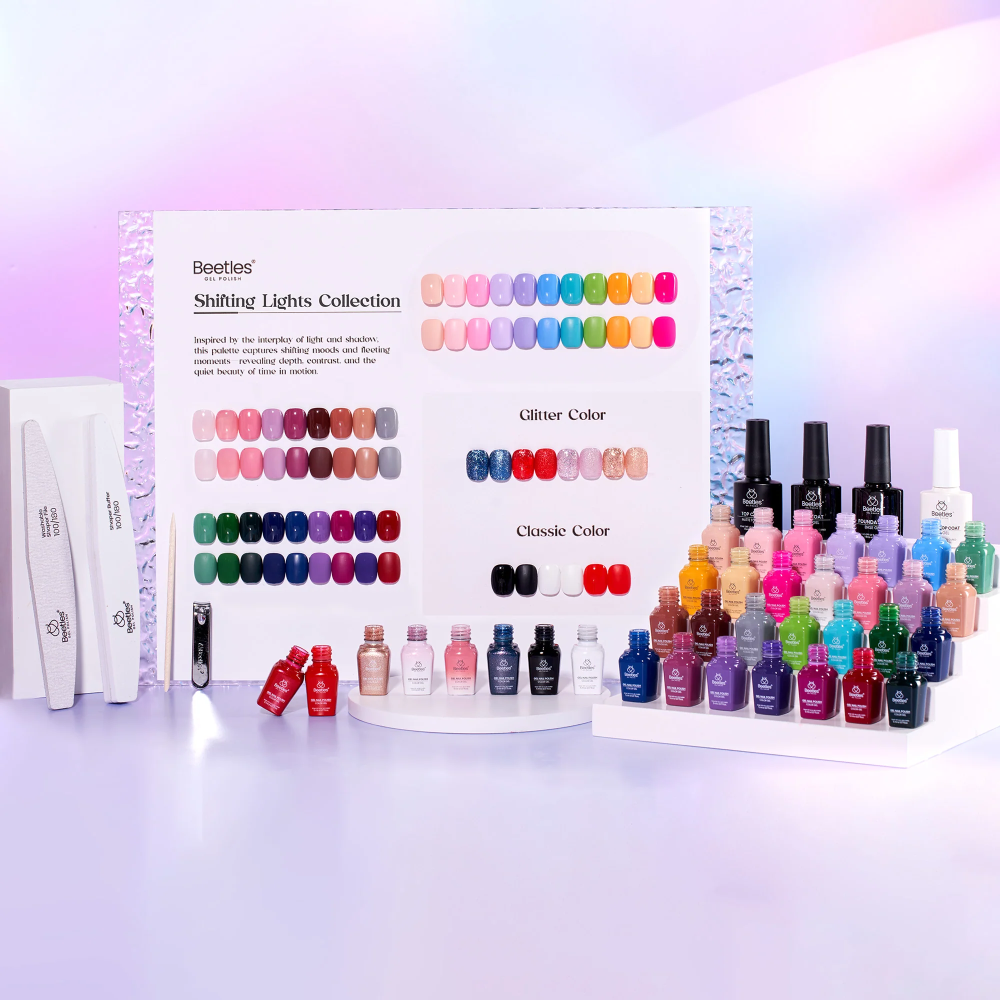 Beetles Gel Nail Starter Kit Shifting Lights 36 Colors Brown Glitter All-in-One Mani Kit - Image 7