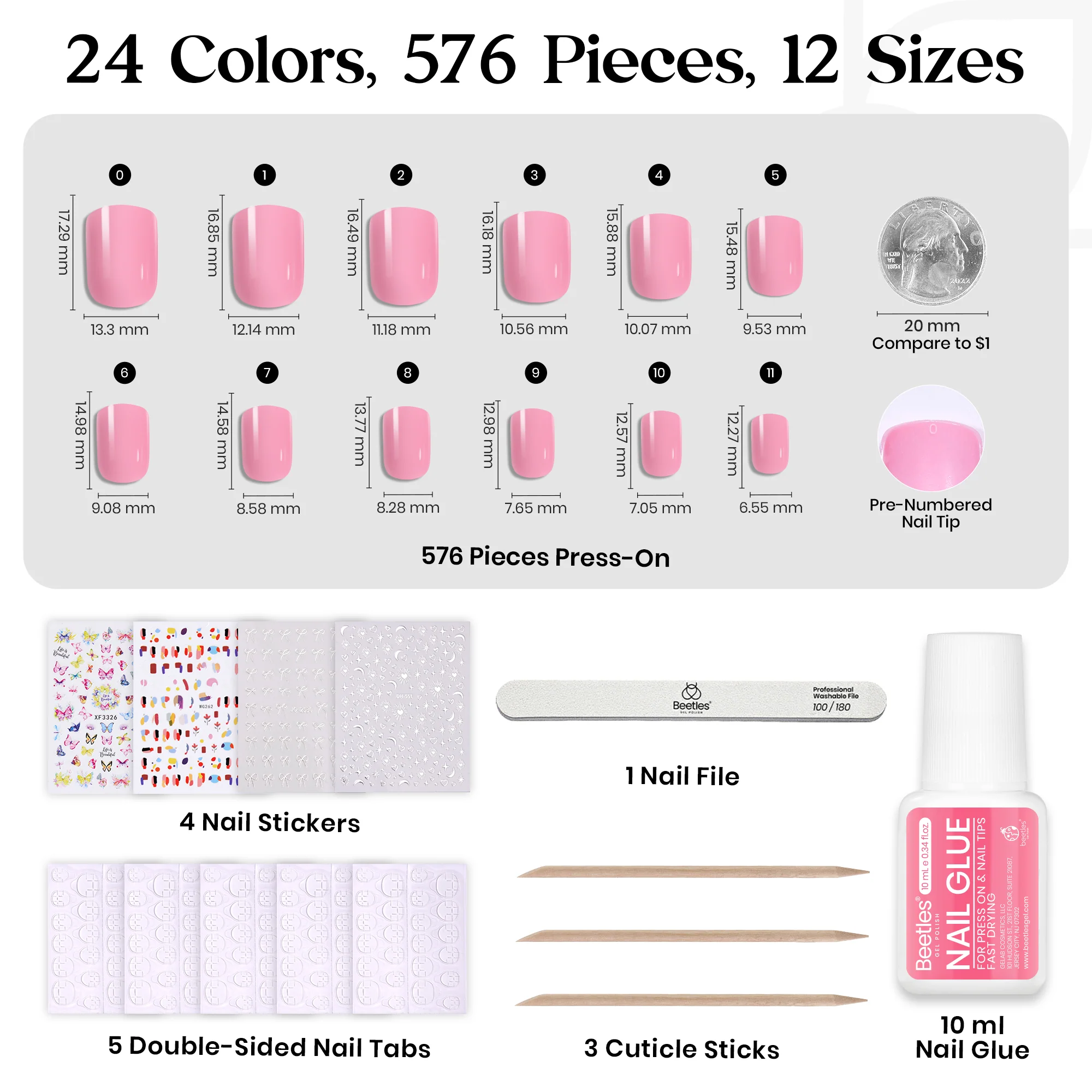 Short Squaval Press on Nails Kit 576Pcs 24 Colors - Image 5