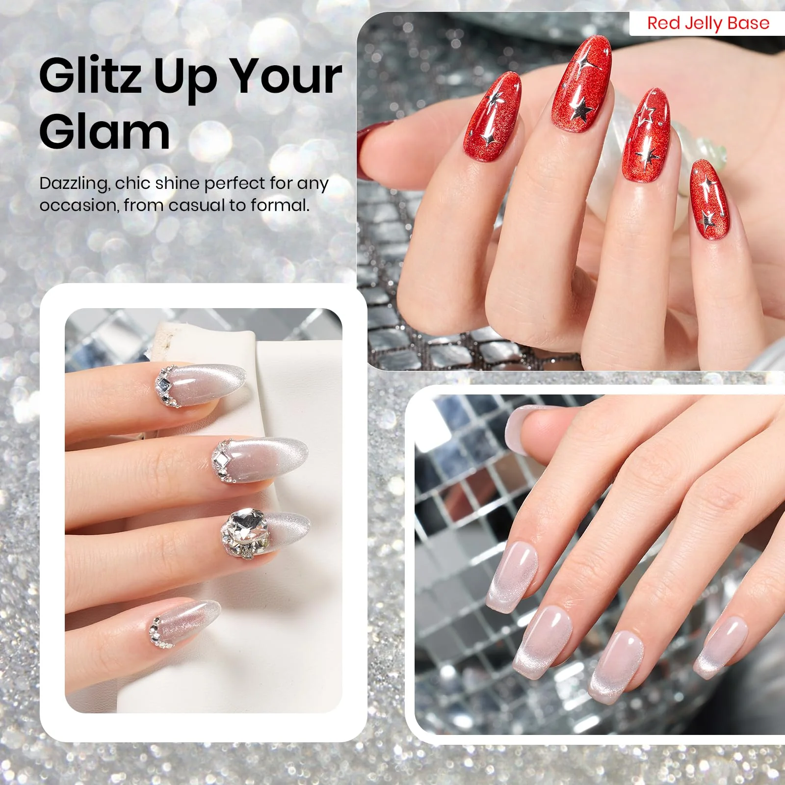 Sliver Dreamscape|9ml Gel Polish Silver Nail Colors Glitter Gel Star Nails - Image 4