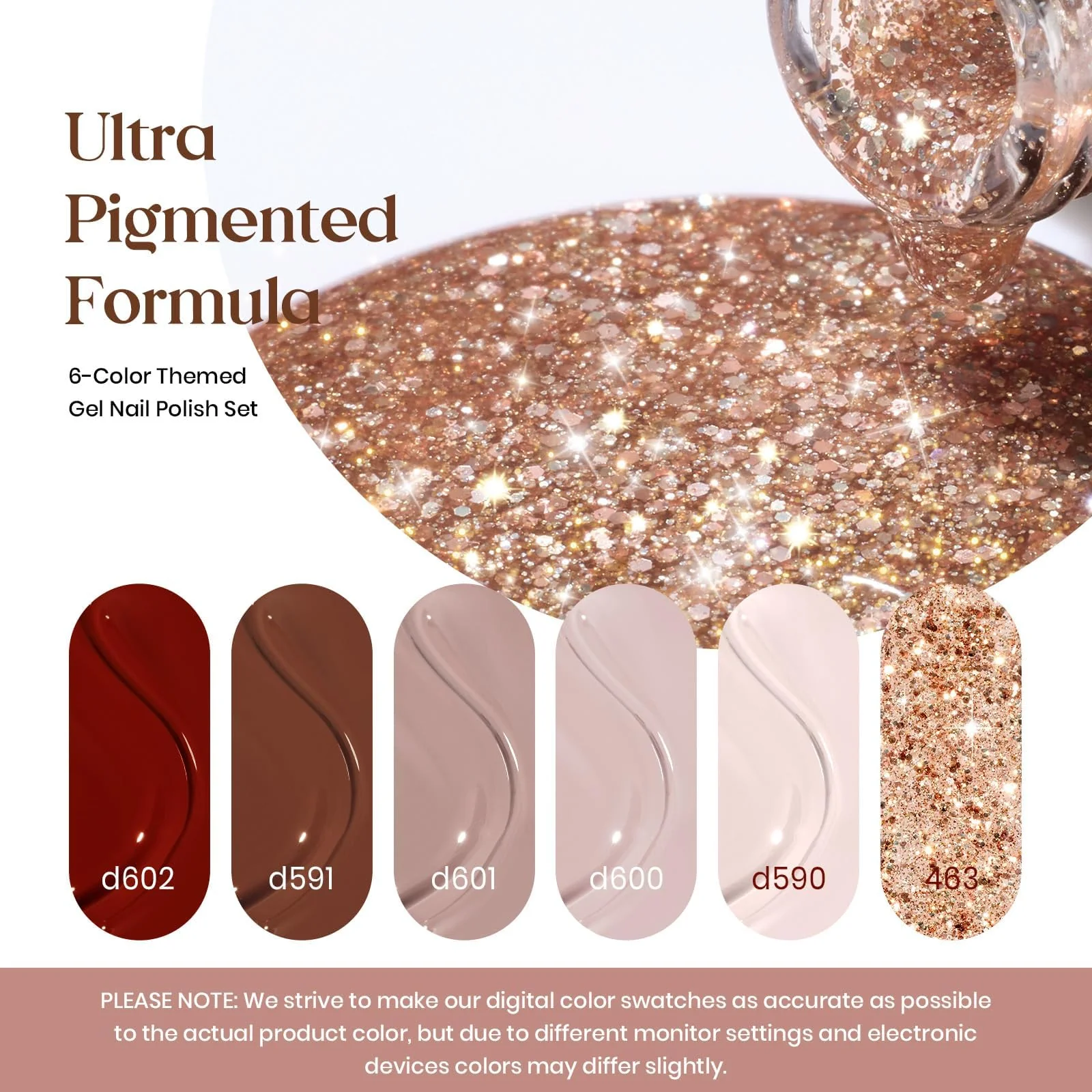 Smooth Hazelnut - 6 Colors Nails Neutral Grey Burgundy Glitter Brown Fall Gel Nail Polish - Image 3
