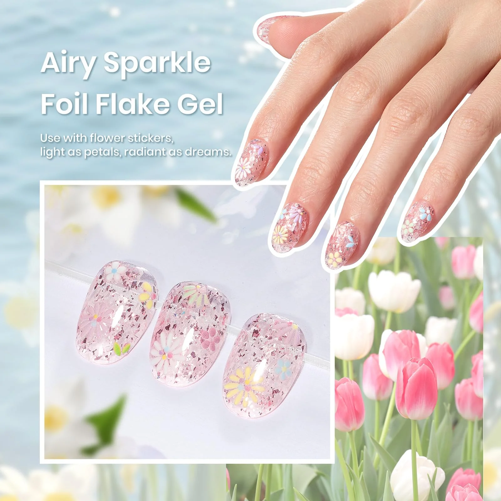 Summer Scenery by the Lake | 6 Colors Shell Thread Effect Flowers Colors Set Nails - Image 5