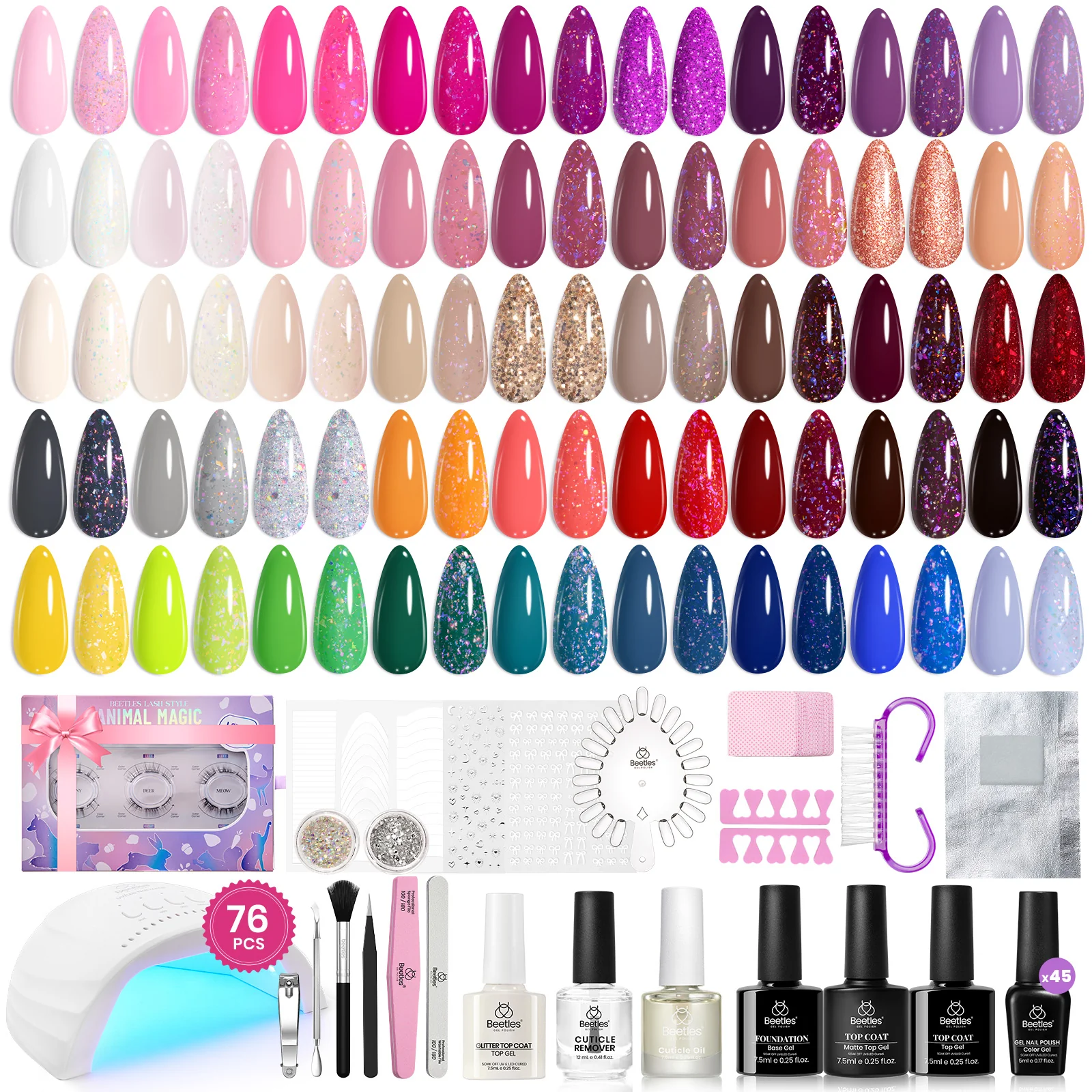 Beetles Gel Nail Starter Kit Chic Outfits Beauty Kit 45 Colors 76Pcs All-in-One Mani Kit - Image 9