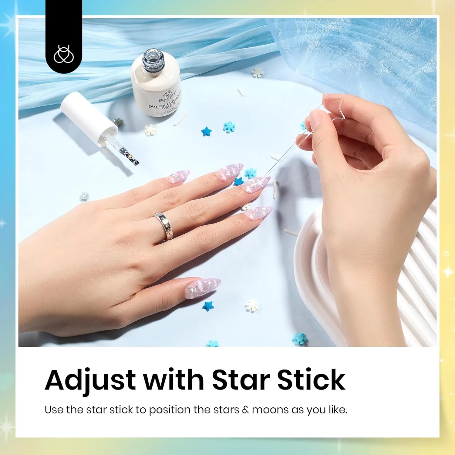 Stars Moon Halo | Beetles Silver Glitter Top Coat 15ML - Image 5