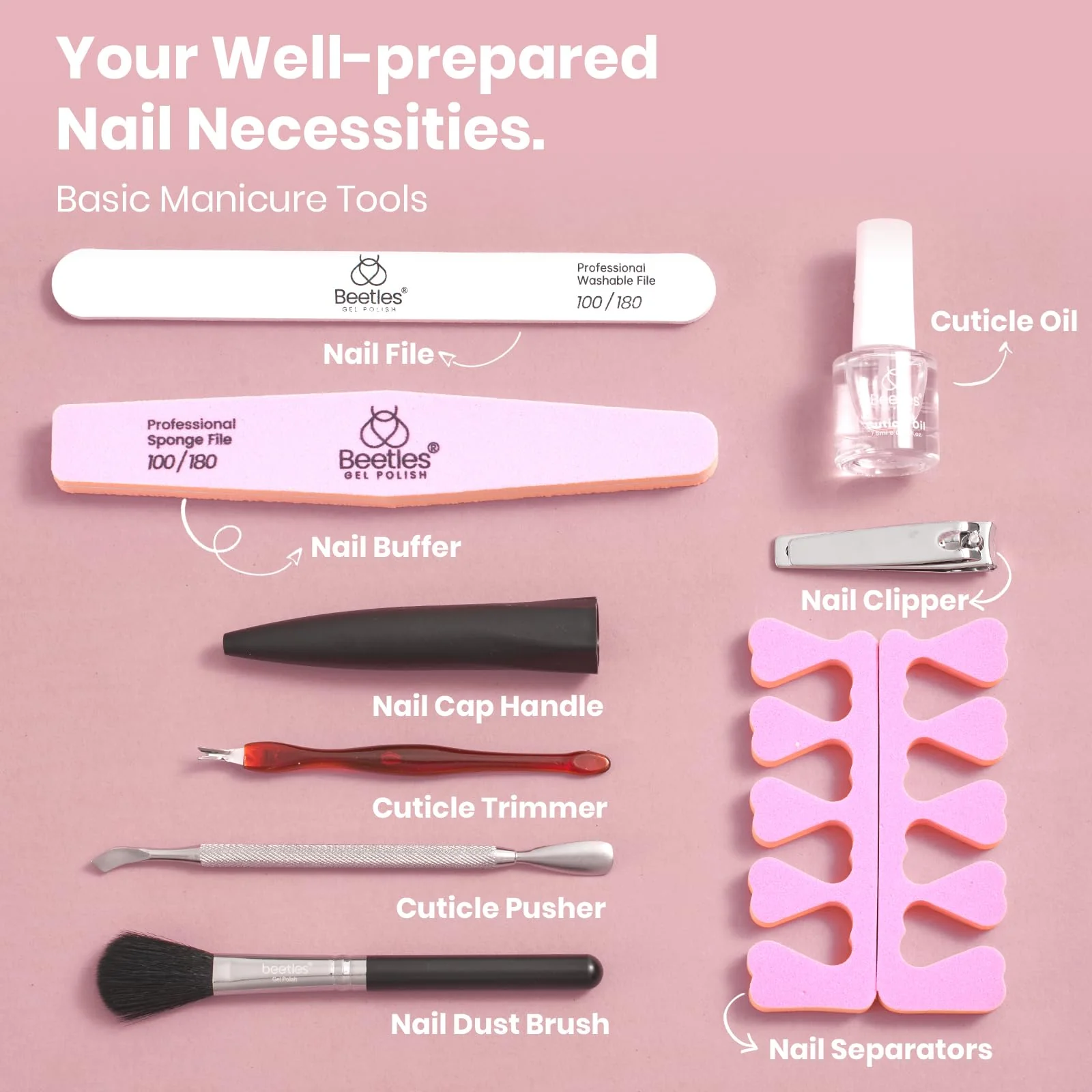 Beetles Gel Nail Starter Kit Elegant Lady 6 Colors Pink Nude Grays All-in-One Mani Set - Image 5