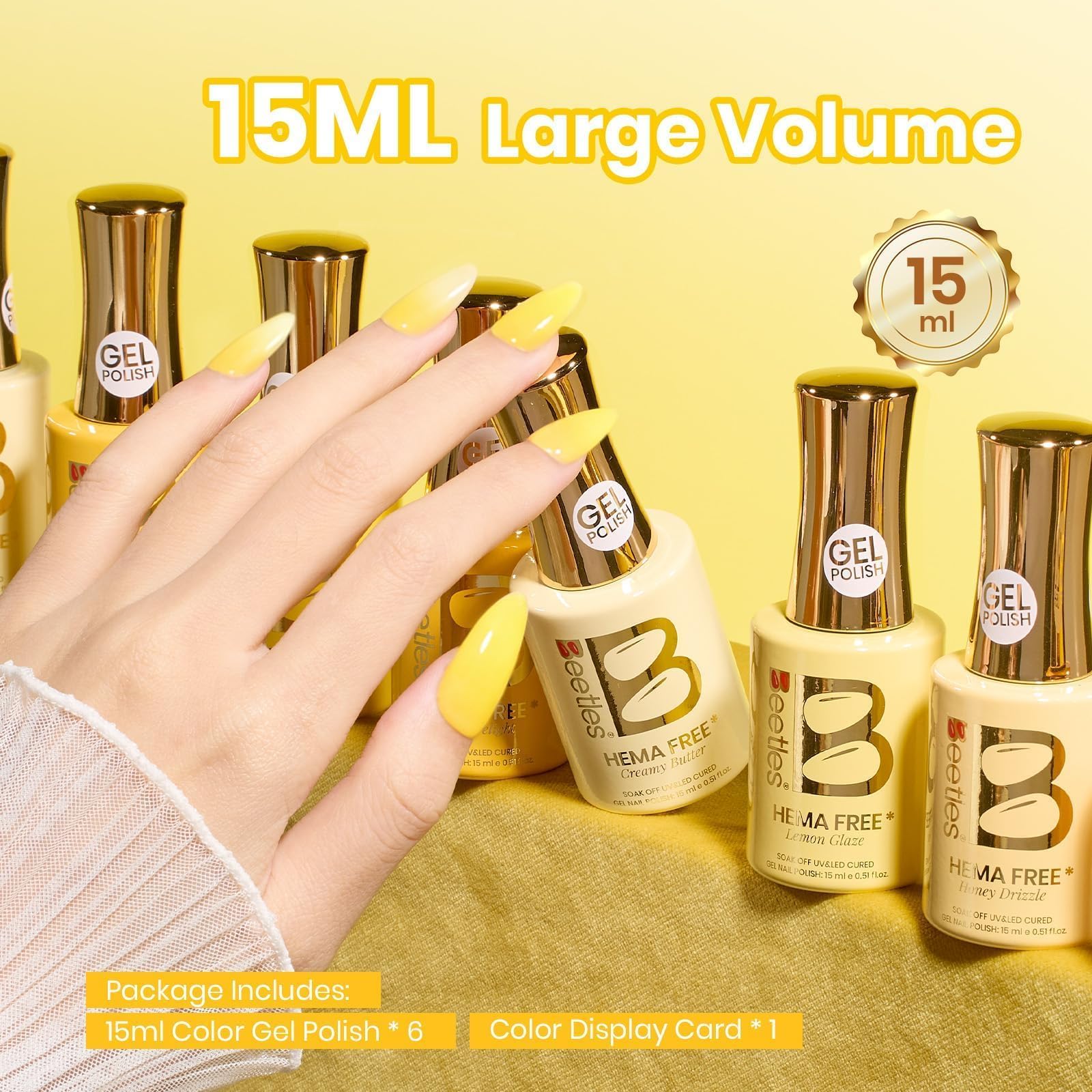 Sunny Pantry Yellow 6 Colors Beetles Hema Free Summer Nails Gel Polish Set 15ML - Image 5