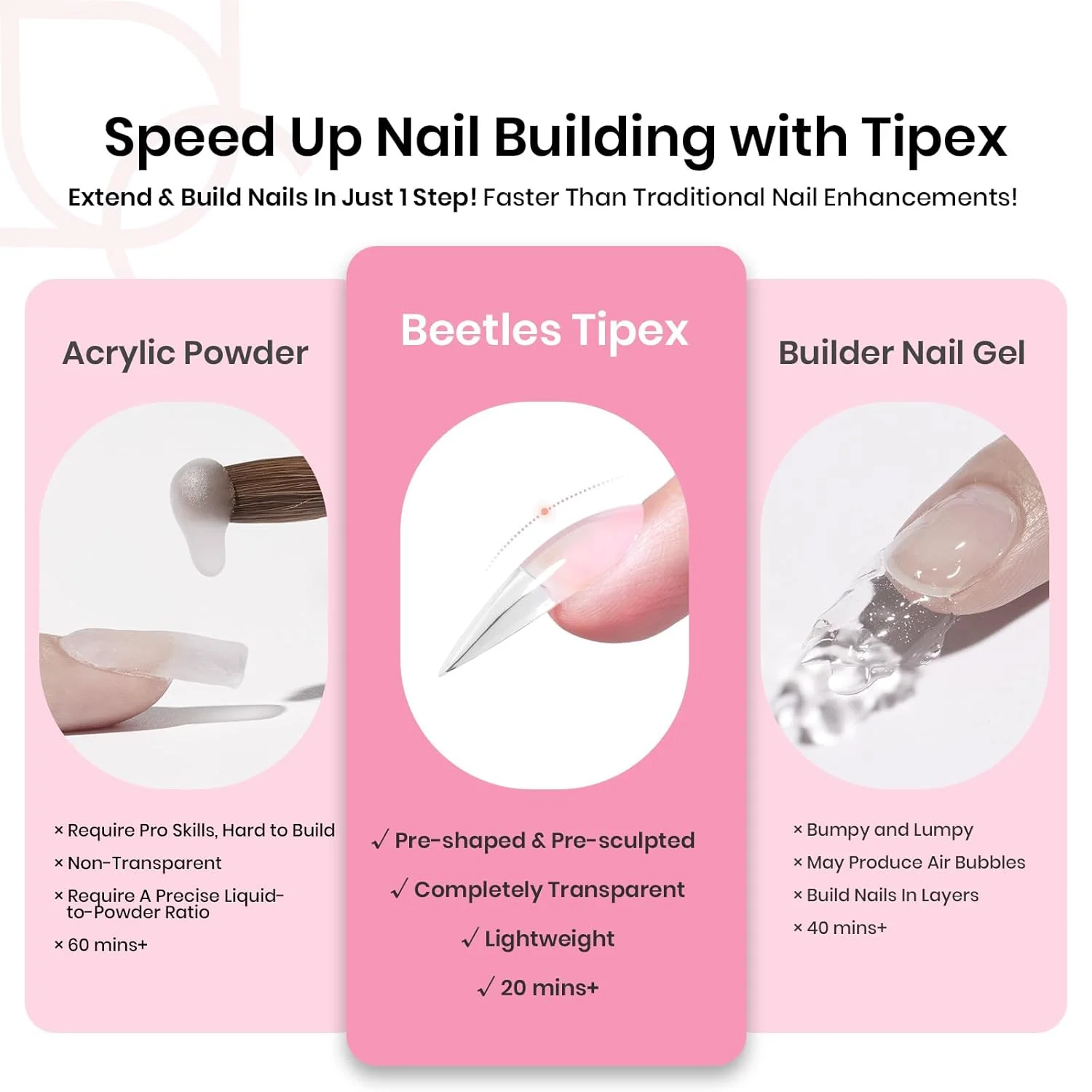 Tipex Medium Stiletto Half Matte Nail Tips Kit | 224pcs - Image 8