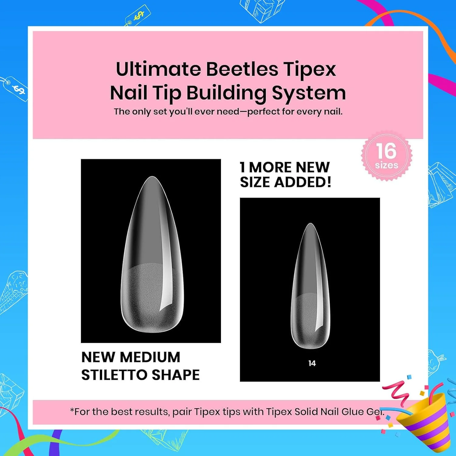 Tipex Medium Stiletto Half Matte Nail Tips Kit | 224pcs - Image 9