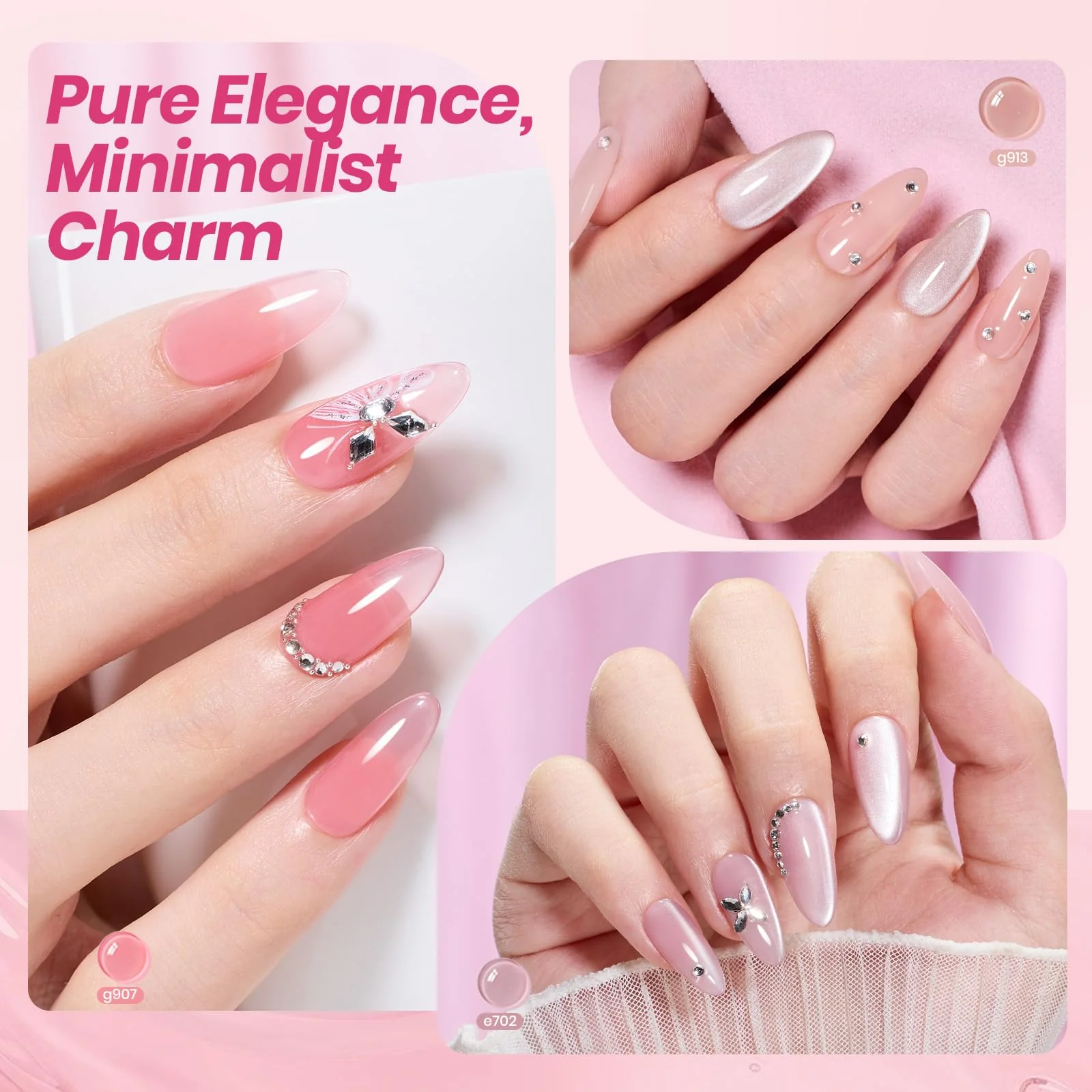 Translucent Tinted Crystal Finish 20 Colors Jelly Nude Nail Gel Nail Polish Set - Image 4