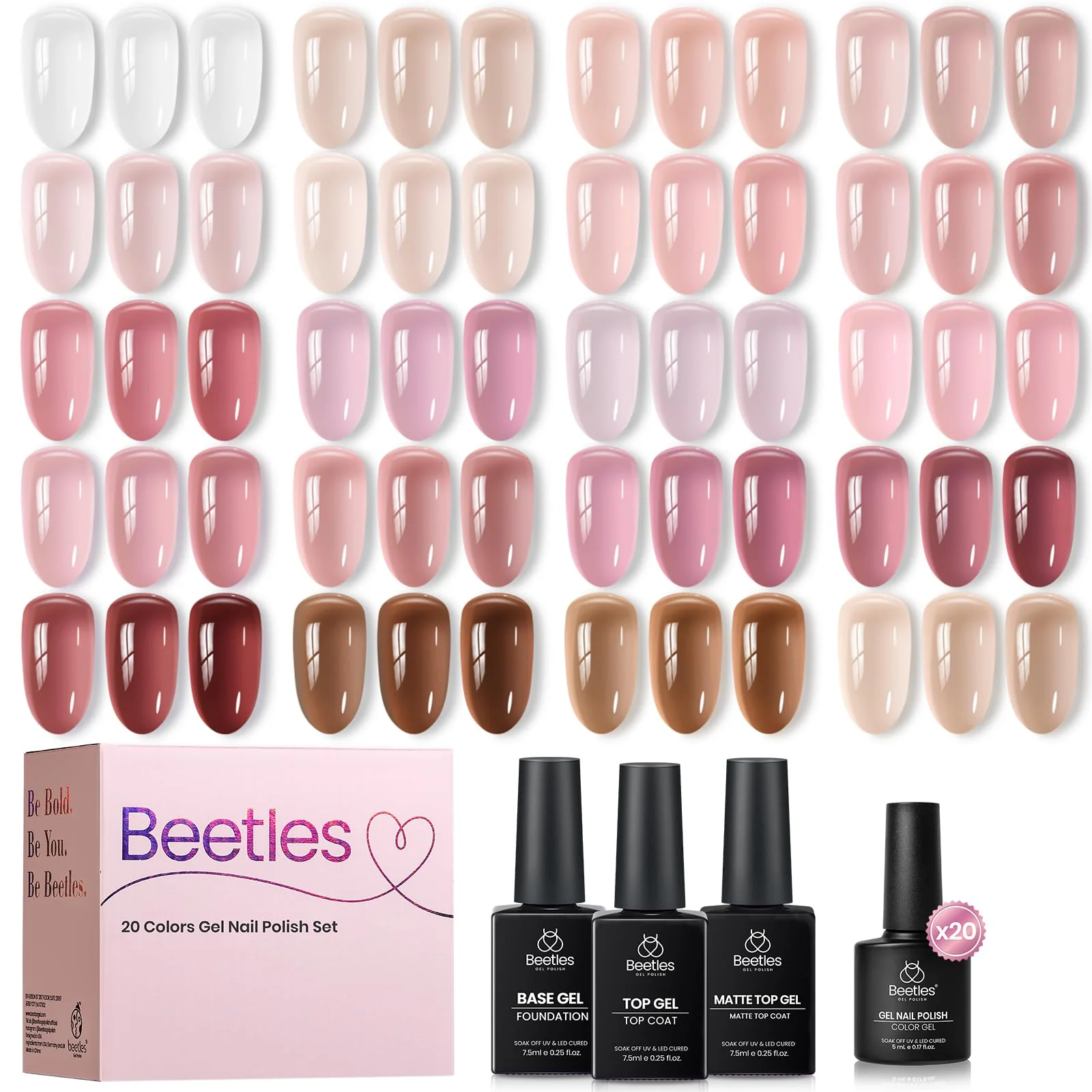 Translucent Tinted Crystal Finish 20 Colors Jelly Nude Nail Gel Nail Polish Set - Image 8