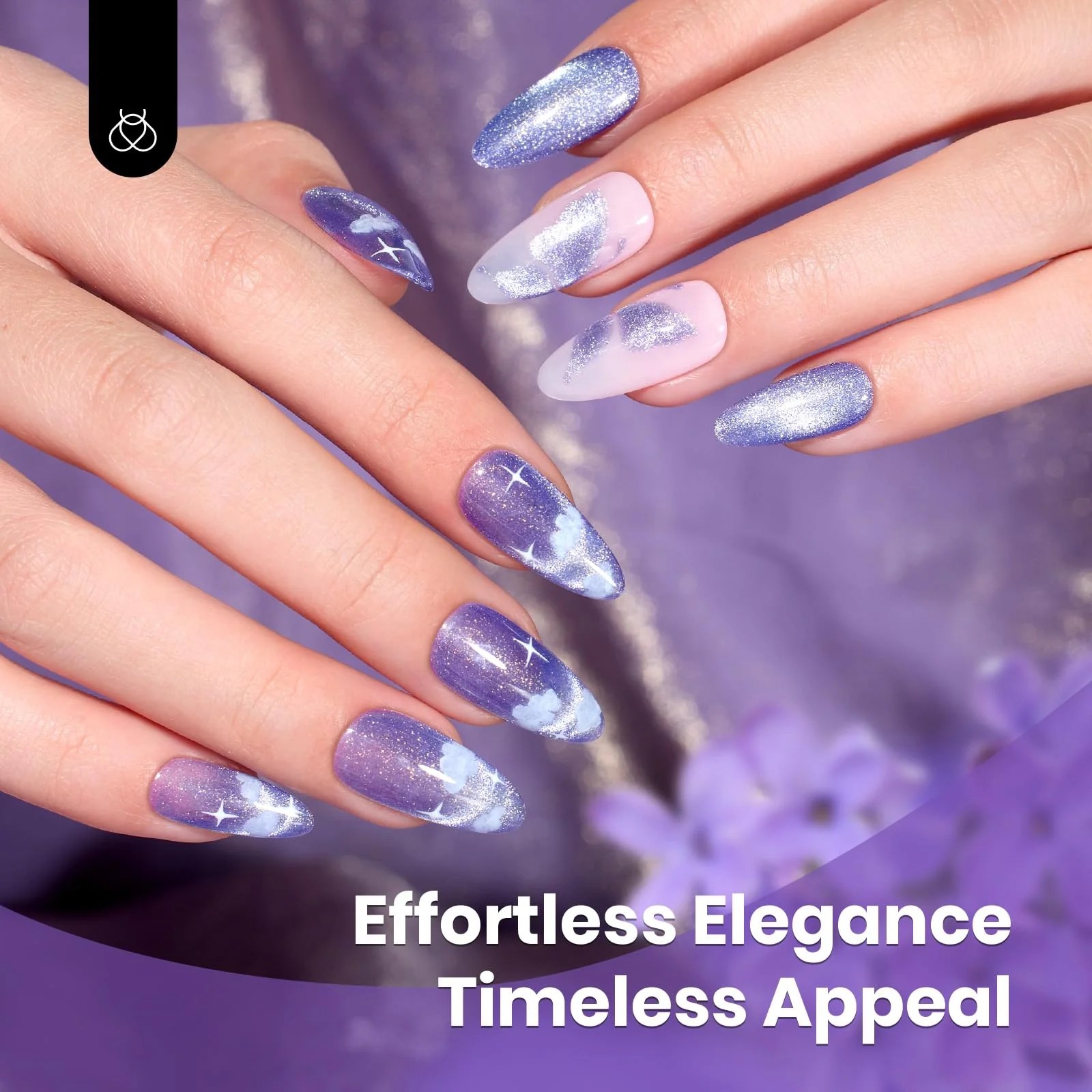 Twilight Lavender Cat Eye Nails  |15ml Gel Polish Silver Nail Colors - Image 4