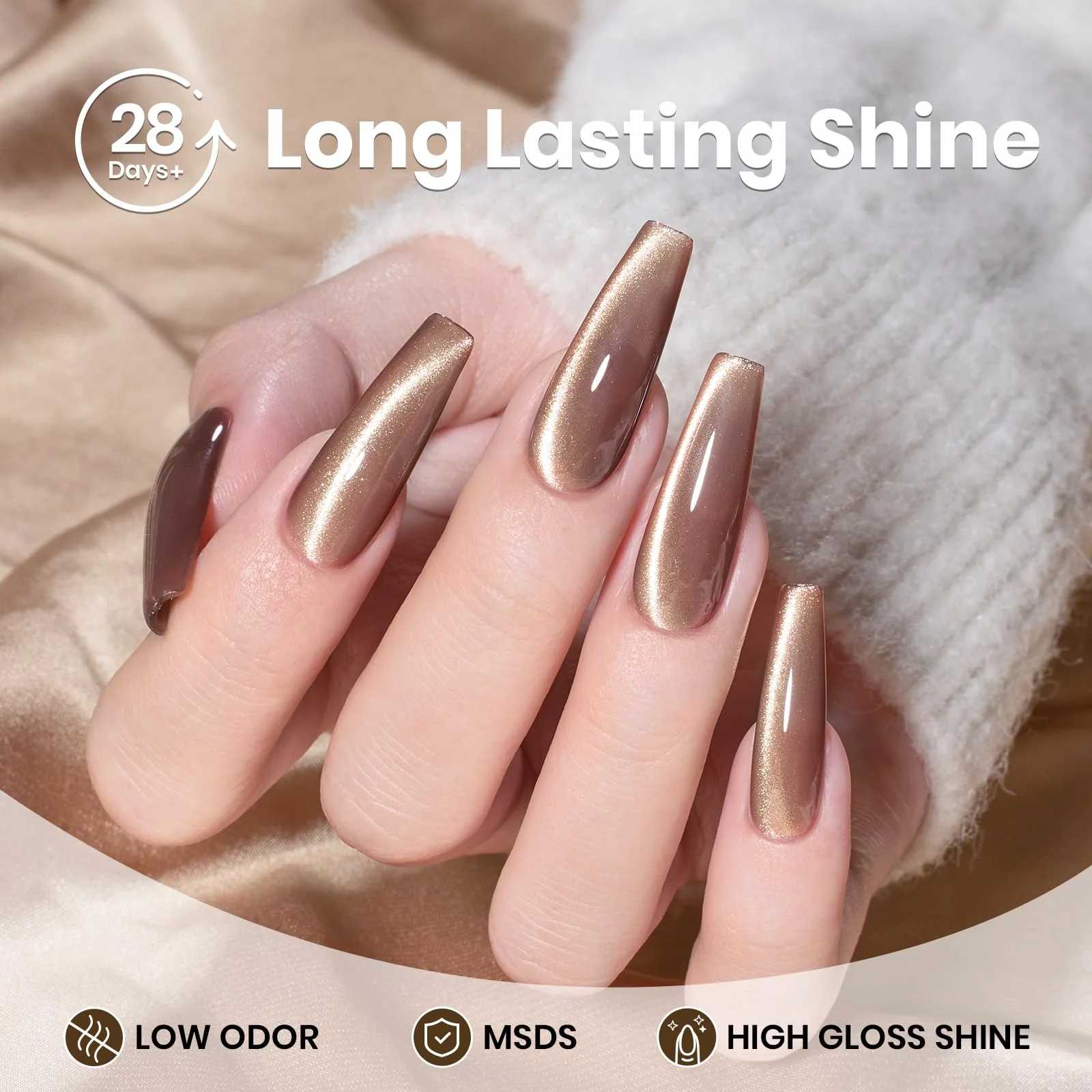 Velvet Cinnamon Cat Eye - 15ml Gel Polish Nail Colors - Image 5