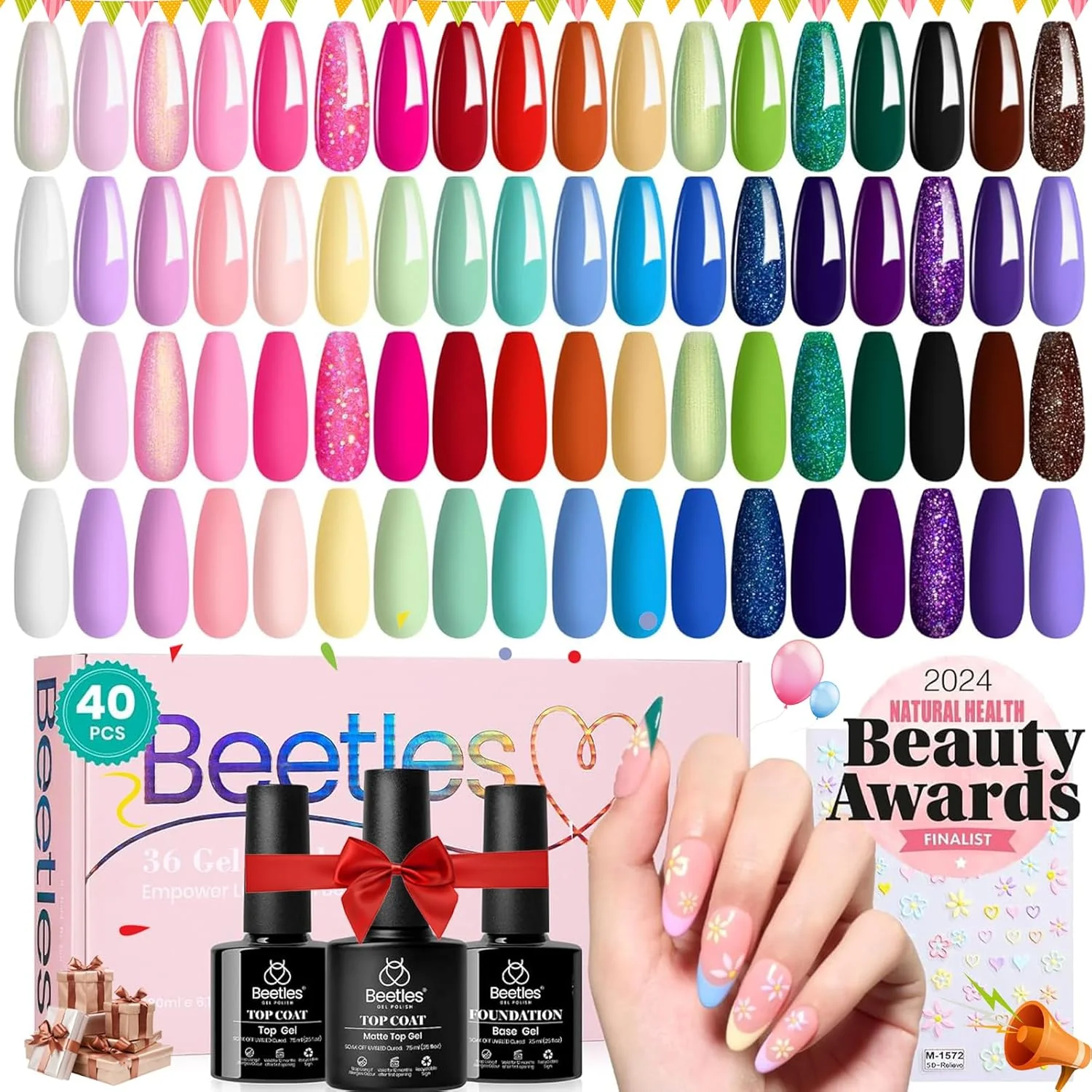 Verse of Flower | 36 Nail Gel Polish Colors Nails with Base Top Coat and Gift Box- 5ml/Each Gel Colors - Image 7