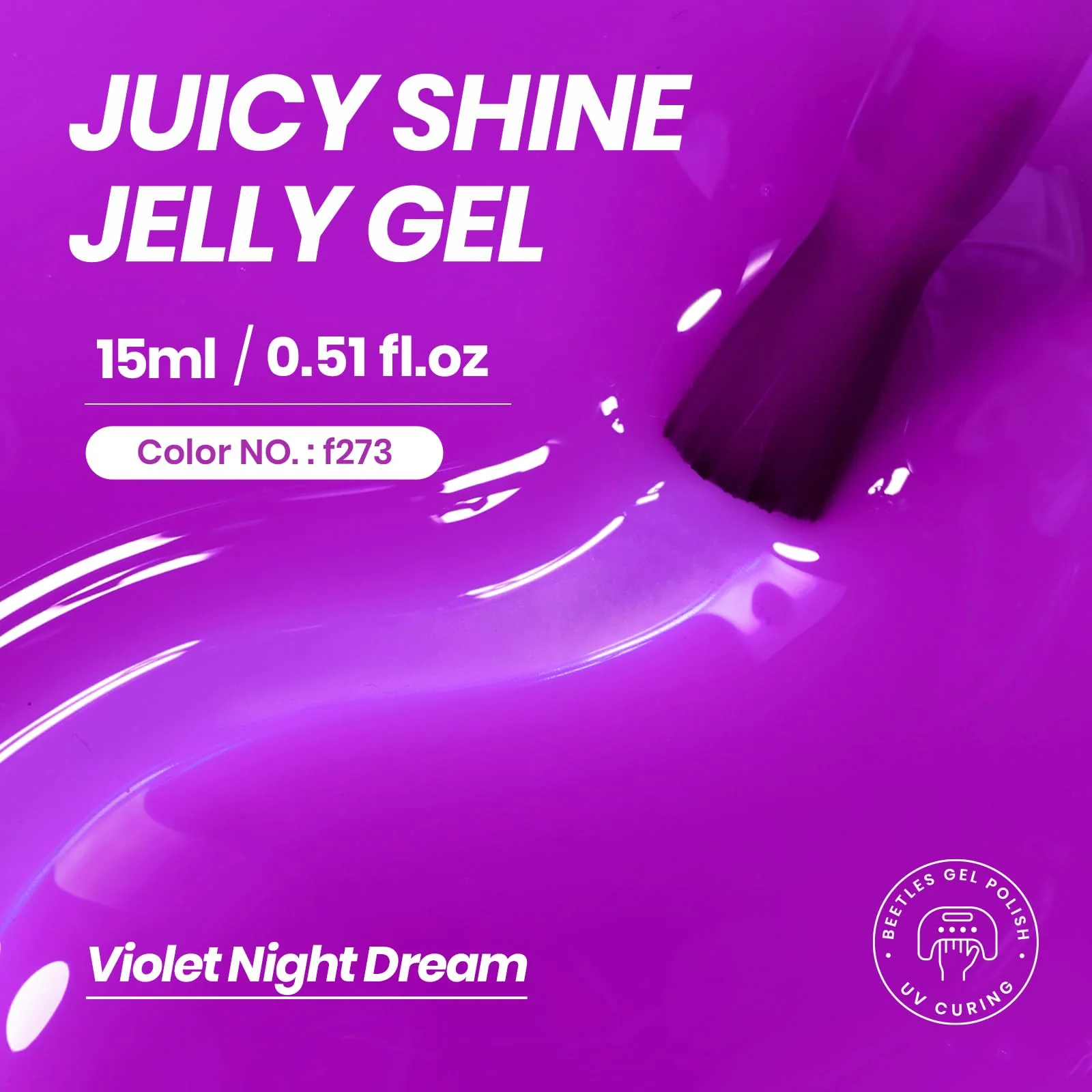 Violet Night Dream - 15ml Nails Neon Hot Pink Jelly  Gel Polish - Image 2