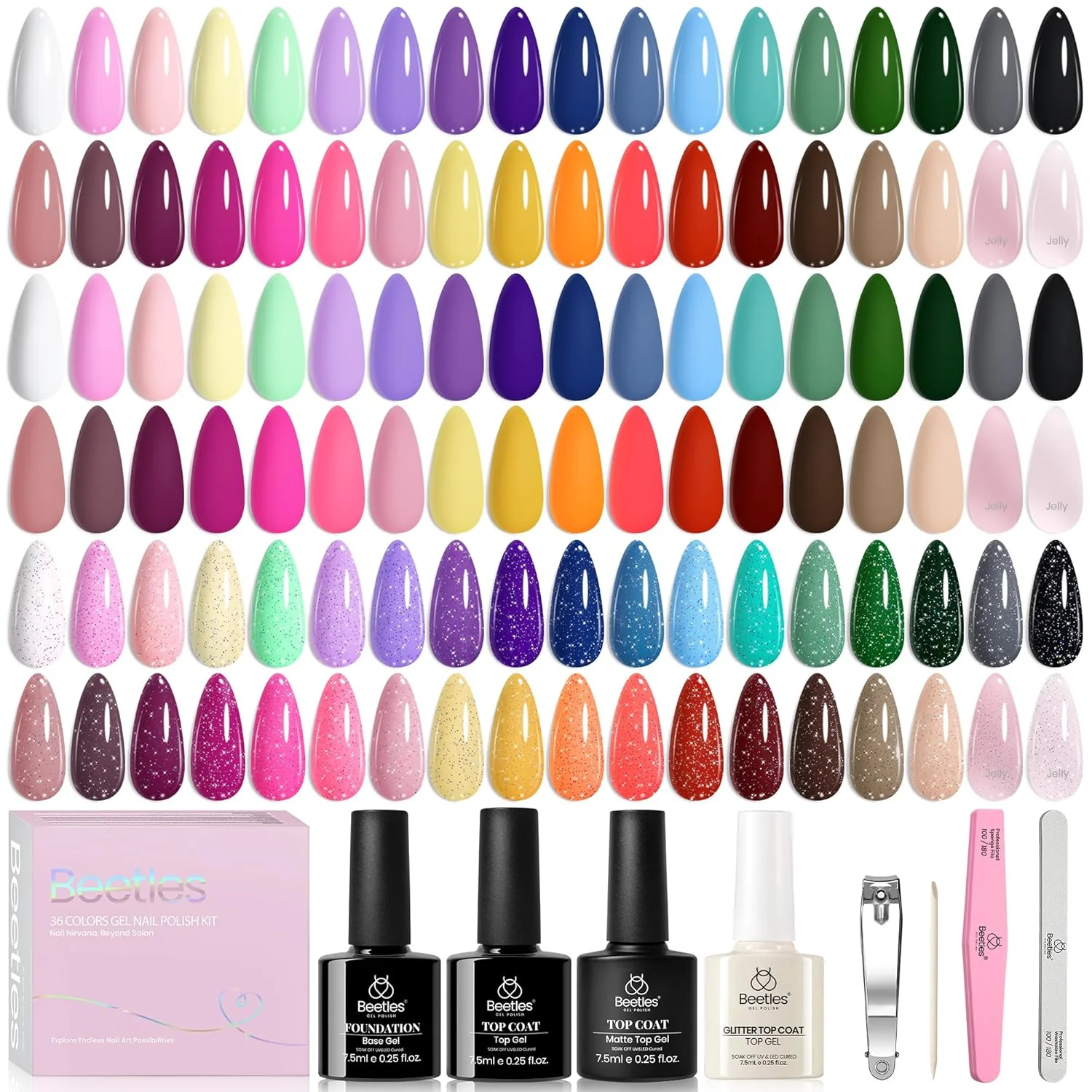 Vivid Seasons- Nails 36 Colors Gel Nail Polish Gift Set - Image 6