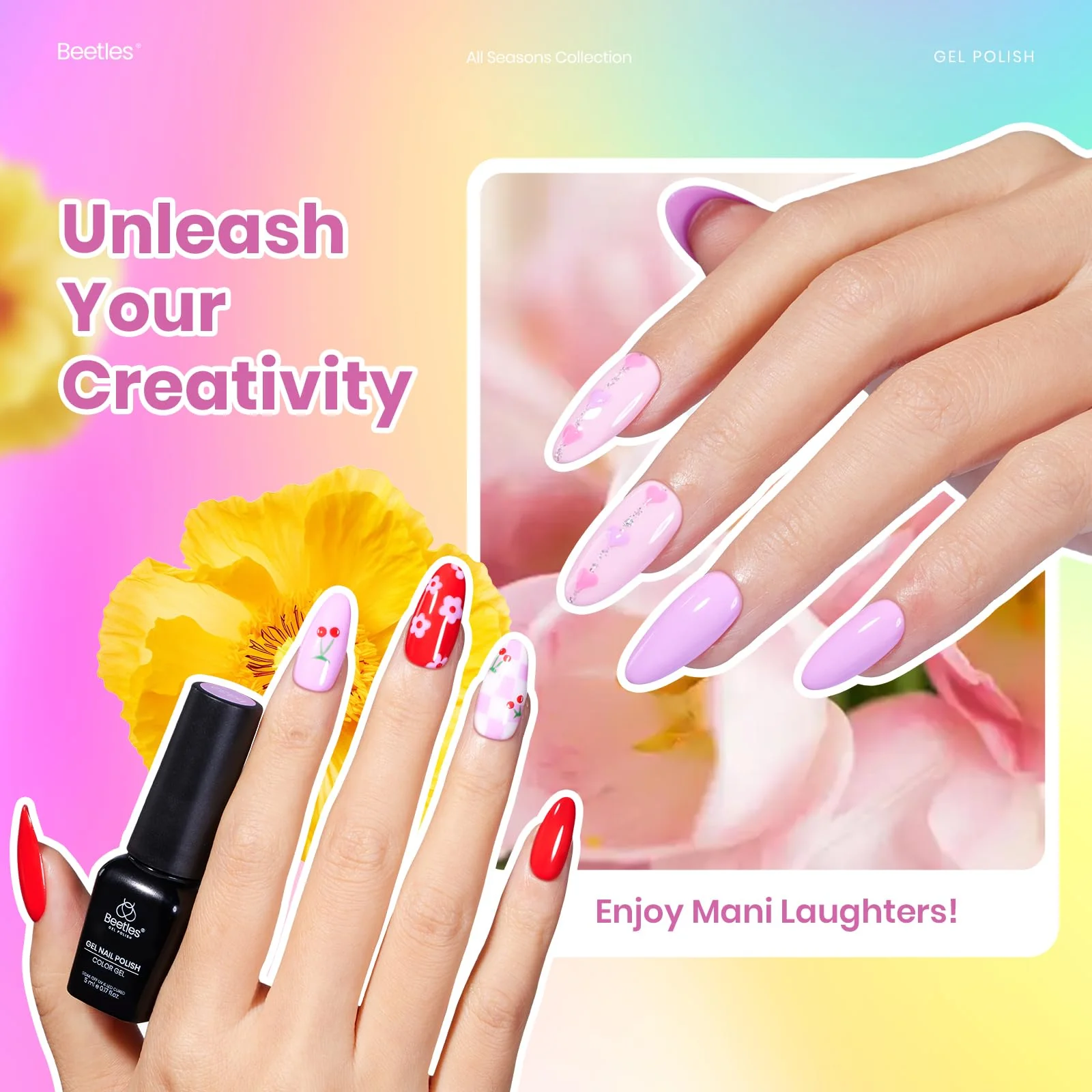 Vivid Whimsy | 36 Nail Pastel Glitter Neon Rainbow Bright Gel Polish Colors Summer Nails - Image 4